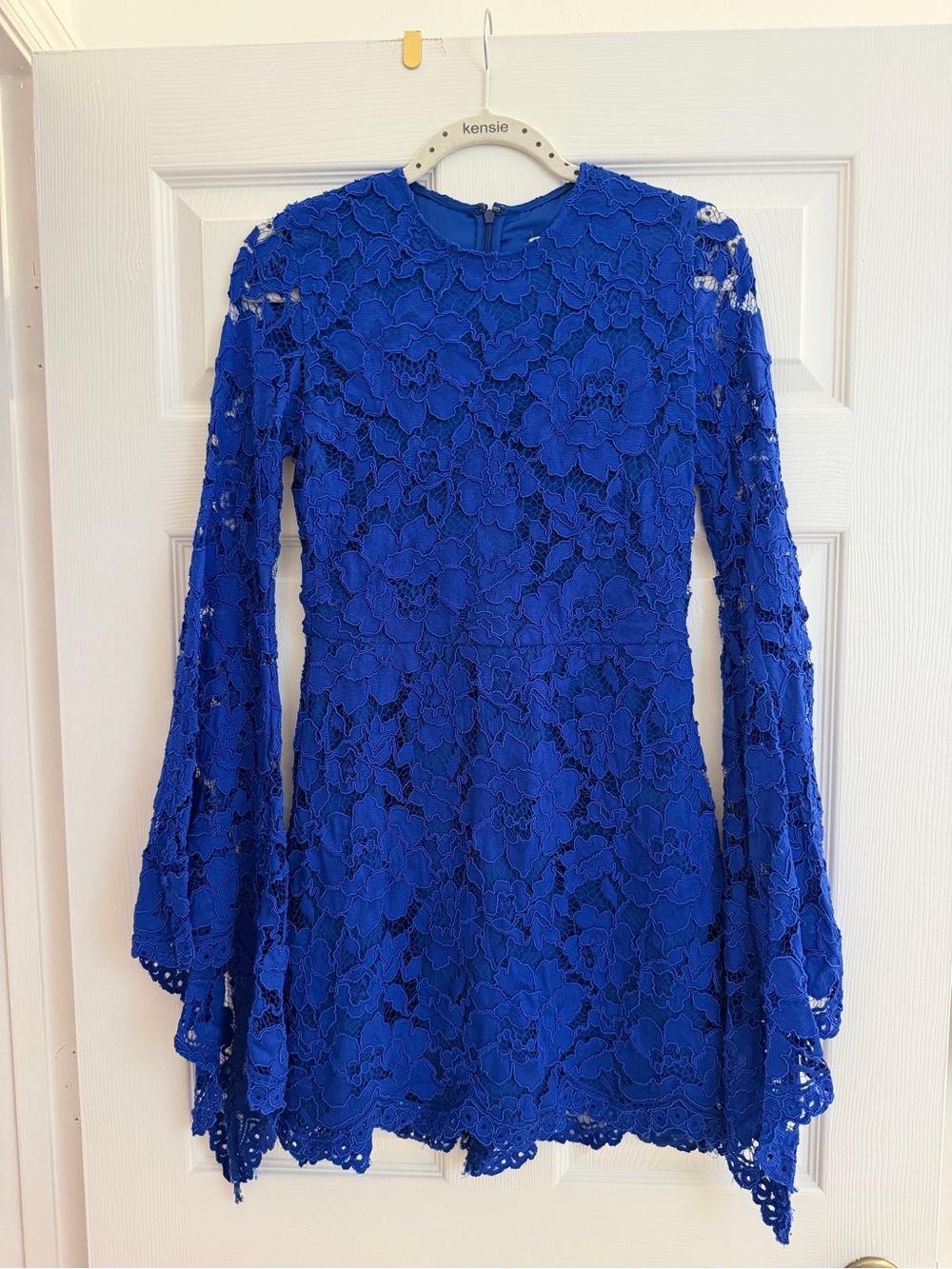 Alexis Royal Blue Floral Lace Long-Sleeve Mini Dress